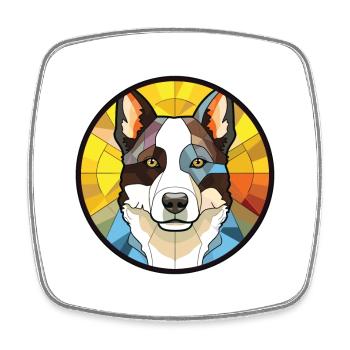 Karelian Bear Dog Breed Watercolor Illustration - Square fridge magnet - white - Front