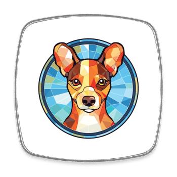 Japanese Terrier Dog Breed Watercolor Illustration - Square fridge magnet - white - Front