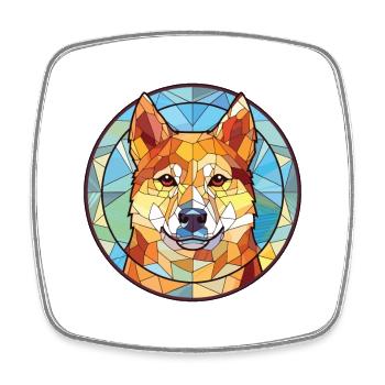 Jindo Dog Breed Colorful Watercolor Illustration - Square fridge magnet - white - Front