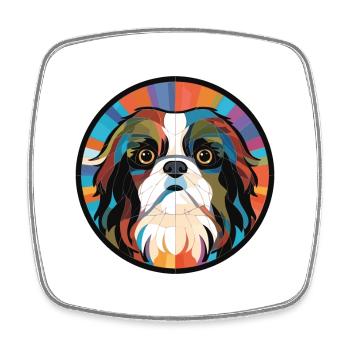 Japanese Chin Dog Breed Watercolor Illustration - Square fridge magnet - white - Front