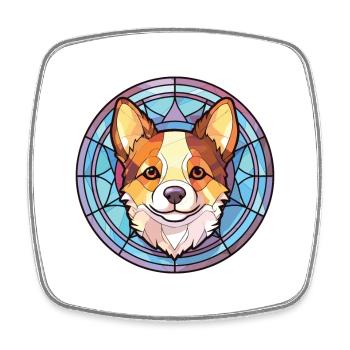 Kishu Ken Hunderasse Aquarell Glas Illustration - Viereckiger Kühlschrankmagnet - Weiß - Vorne