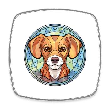 Kromfohrlander Dog Breed Watercolor Illustration - Square fridge magnet - white - Front