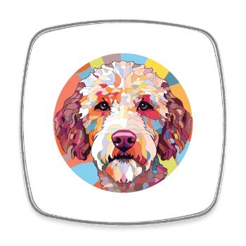 Lagotto Romagnolo chien race aquarelle colorée - Magnet carré - blanc - Devant
