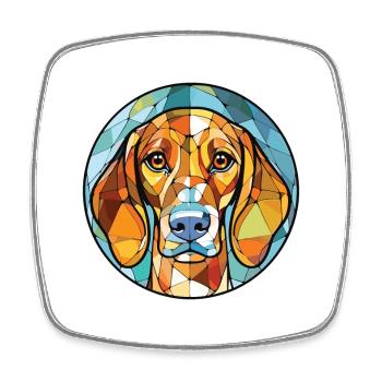Leopard Hound Dog Breed Watercolor Illustration - Square fridge magnet - white - Front