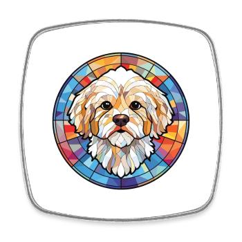 Maltipoo Hunderasse Aquarell Glas Illustration - Viereckiger Kühlschrankmagnet - Weiß - Vorne