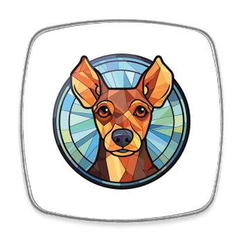 Manchester Terrier chien race aquarelle colorée - Magnet carré - blanc - Devant