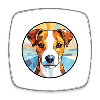 Parson Russell Terrier Dog Breed Watercolor Glass - Square fridge magnet - white - Front