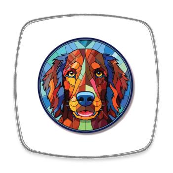 Slovensky Kopov Slovak Dog Breed Watercolor Glass - Square fridge magnet - white - Front