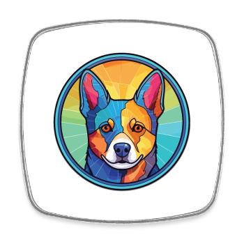 Norrbottenspets Dog Breed Watercolor Illustration - Square fridge magnet - white - Front