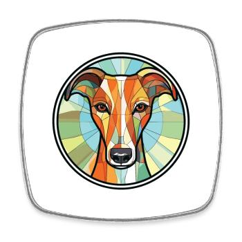 Rampur Greyhound Hunderasse Aquarell Illustration - Viereckiger Kühlschrankmagnet - Weiß - Vorne