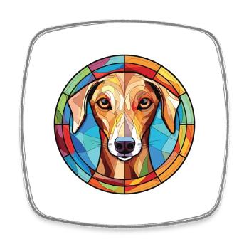 Alter kroatischer Windhund Hunderasse Aquarellglas - Viereckiger Kühlschrankmagnet - Weiß - Vorne