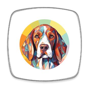 Vieux danois Pointer chien race aquarelle colorée - Magnet carré - blanc - Devant