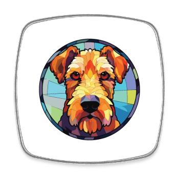Welsh Terrier Dog Breed Watercolor Illustration - Square fridge magnet - white - Front