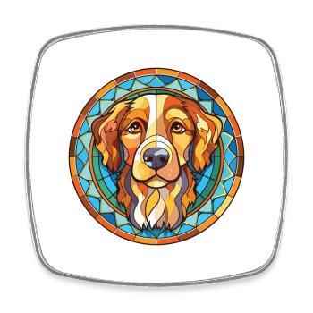 Ovtcharka Chien Race Russe du Sud Verre Aquarelle - Magnet carré - blanc - Devant