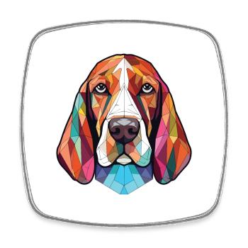 Basset Hound Chien Race Aquarelle Illustration - Magnet carré - blanc - Devant