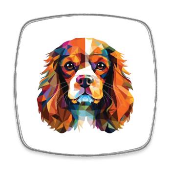 Cavalier King Charles Spaniel chien race aquarelle - Magnet carré - blanc - Devant