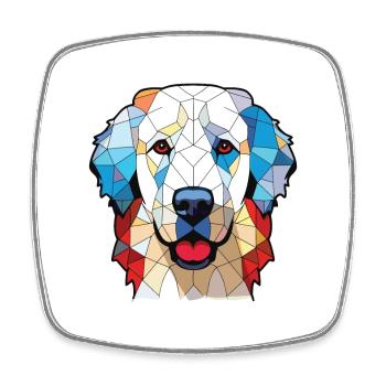Ungarische Kuvasz-Hunderasse Aquarell-Illustration - Viereckiger Kühlschrankmagnet - Weiß - Vorne