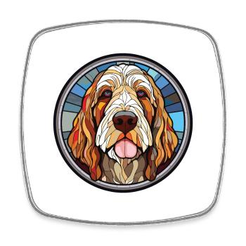 Spinone Italiano Dog Breed Watercolor Illustration - Square fridge magnet - white - Front