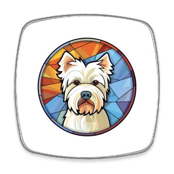 Westie Dog Breed Colorful Watercolor Illustration - Square fridge magnet - white - Front