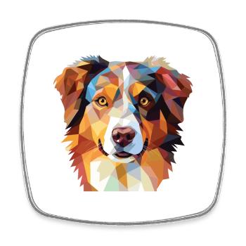 Berger Australien Assis Chien Race Aquarelle - Magnet carré - blanc - Devant
