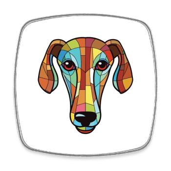 Greyhound Hund Rasse Aquarell Glas Illustration - Viereckiger Kühlschrankmagnet - Weiß - Vorne