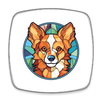 Spitz chien race coloré aquarelle Illustration - Magnet carré - blanc - Devant