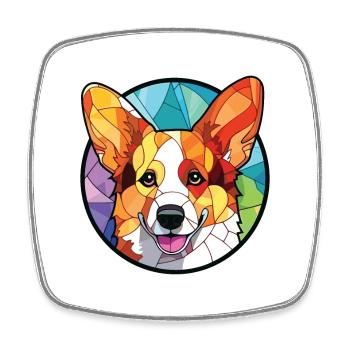Welsh Corgi Pembroke Dog Breed Colorful Watercolor - Square fridge magnet - white - Front