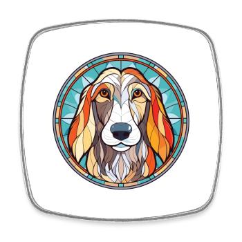 Sud russe Ovcharka chien race aquarelle verre - Magnet carré - blanc - Devant