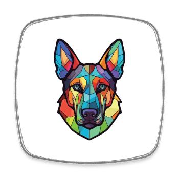 Hokkaido Dog Breed Watercolor Glass Illustration - Square fridge magnet - white - Front