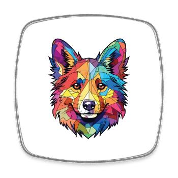 Icelandic Sheepdog Dog Breed Colorful Watercolor - Square fridge magnet - white - Front