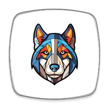 Husky-Hunderasse Bunte Aquarell-Illustration - Viereckiger Kühlschrankmagnet - Weiß - Vorne