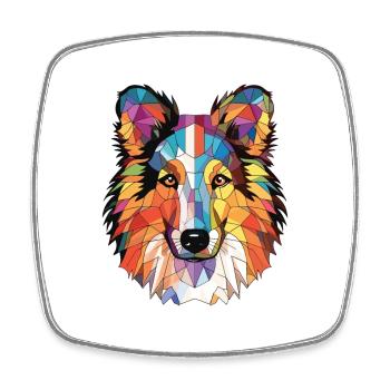 Sheltie Dog Breed Colorful Watercolor Illustration - Square fridge magnet - white - Front