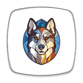 Husky Nur Hunderasse Aquarellglas Illustration - Viereckiger Kühlschrankmagnet - Weiß - Vorne