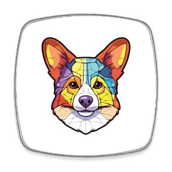 Pembroke Welsh Corgi chien race aquarelle colorée - Magnet carré - blanc - Devant