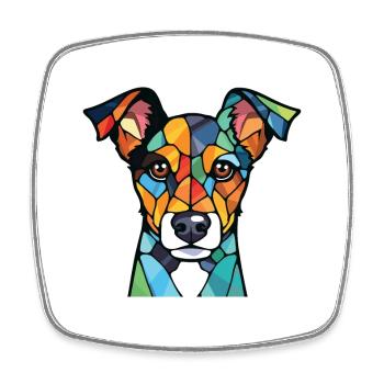 Japanese Terrier Dog Breed Watercolor Illustration - Square fridge magnet - white - Front