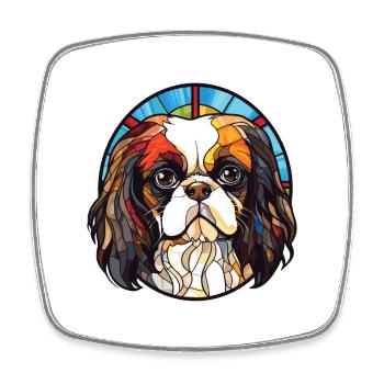Japanese Chin Dog Breed Watercolor Illustration - Square fridge magnet - white - Front