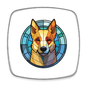 Jindo Dog Breed Colorful Watercolor Illustration - Square fridge magnet - white - Front