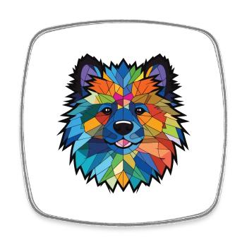 Keeshond Dog Breed Watercolor Glass Illustration - Square fridge magnet - white - Front