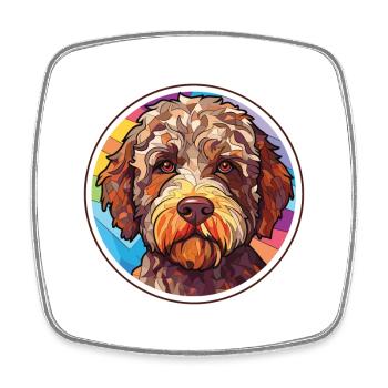 Lagotto Romagnolo Wasserhund Rasse Aquarellglas - Viereckiger Kühlschrankmagnet - Weiß - Vorne
