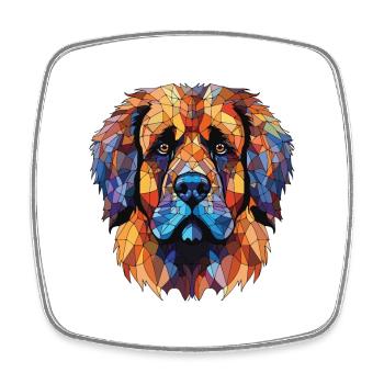 Leonberger Dog Breed Watercolor Glass Illustration - Square fridge magnet - white - Front