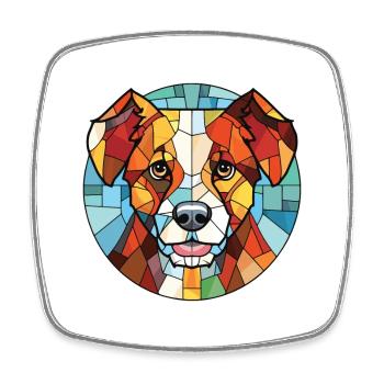 Italian Volpino Dog Breed Watercolor Illustration - Square fridge magnet - white - Front