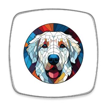 Kuvasz Hunderasse bunte Aquarell-Illustration - Viereckiger Kühlschrankmagnet - Weiß - Vorne