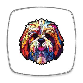Lhasa Apso Hunderasse Aquarell Glas Illustration - Viereckiger Kühlschrankmagnet - Weiß - Vorne