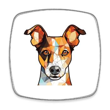 Miniature Fox Terrier chien race aquarelle verre - Magnet carré - blanc - Devant