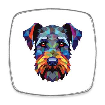 Schnauzer miniature chien race aquarelle colorée - Magnet carré - blanc - Devant