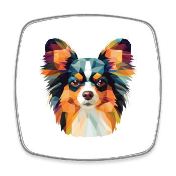 Papillon Continental Toy Spaniel Dog Watercolor - Square fridge magnet - white - Front