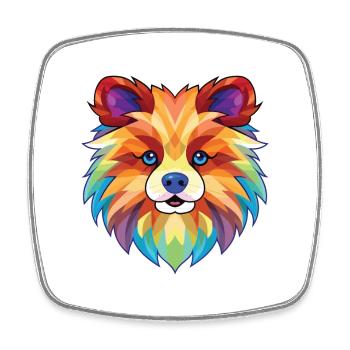 Illustration à l’aquarelle de race de chien Spitz de Poméranie - Magnet carré - blanc - Devant