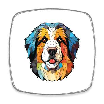 Polish Sheepdog Dog Breed Watercolor Glass - Square fridge magnet - white - Front
