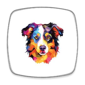 Miniature American Shepherd Dog Breed Watercolor - Square fridge magnet - white - Front