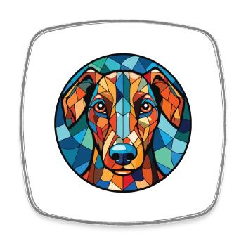 Verre d’aquarelle de race de chien Ovtcharka d’Asie centrale - Magnet carré - blanc - Devant